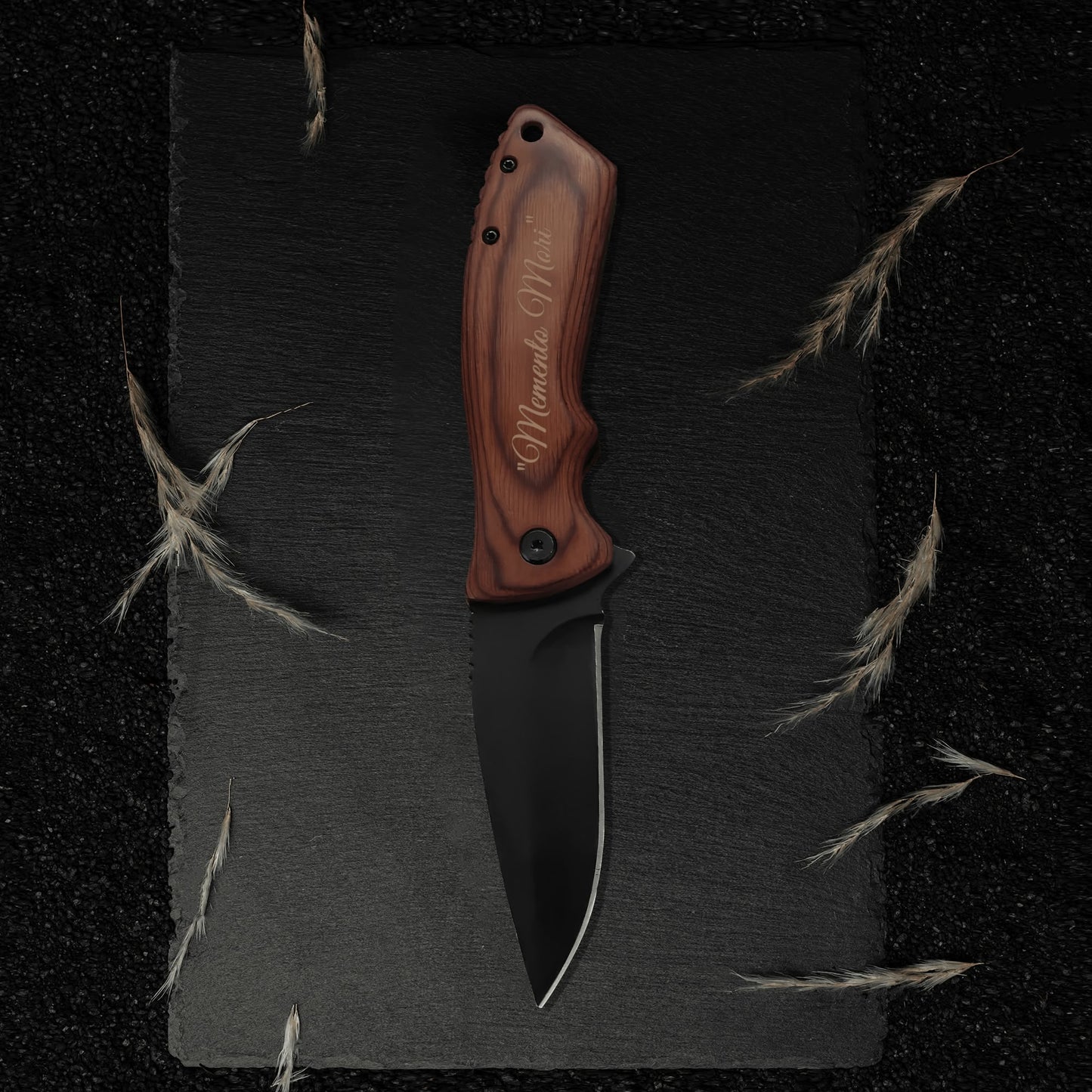 Personalized Engraved Camping Steel Knife Pocket Folding - Memento Mori - Live with Intention, Gratitude, and Purpose - Premium Knife from Concordia Style Boutique - Just $35.18! Shop now at Concordia Style Boutique
