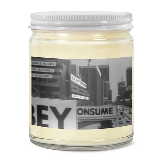 "Obey" - 9 oz - Clear Jar Candle | 3"x2" White Label | White Lid