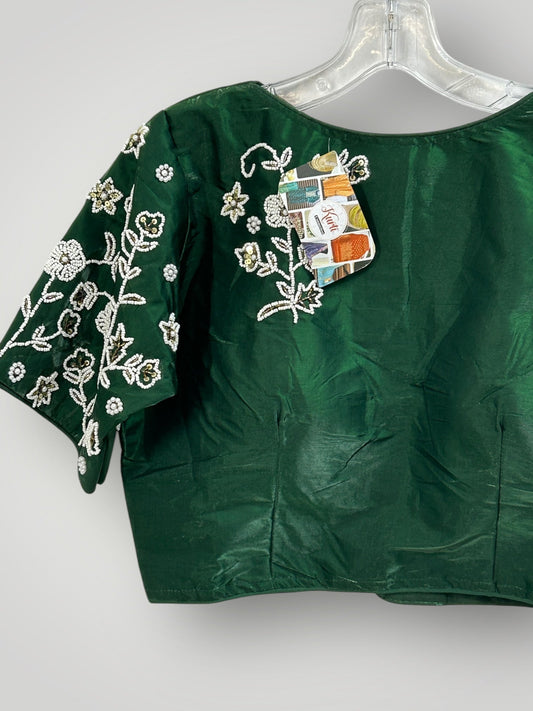 Boat neck blouse : dark green