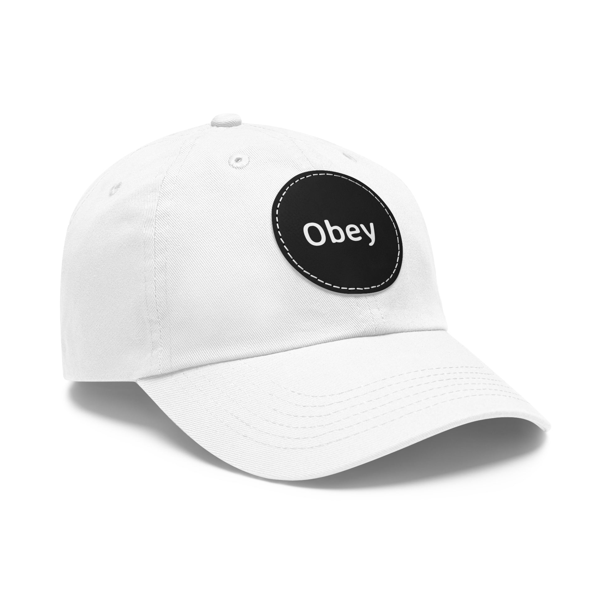 "Obey" - Hat with Leather Patch (Round) - Premium Hats from Concordia Style Boutique - Just $20.45! Shop now at Concordia Style Boutique