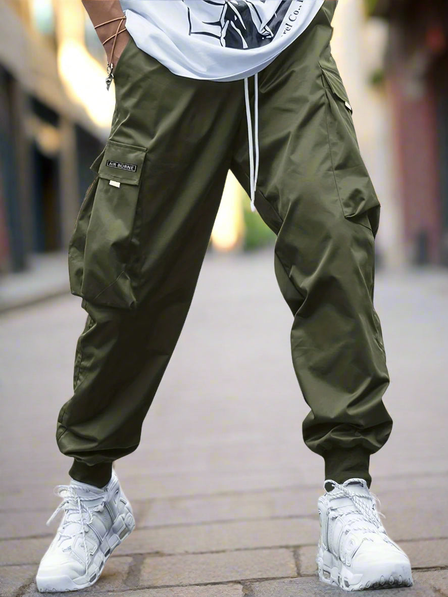 Men’s Multi‑Pocket Drawstring Cargo Pants