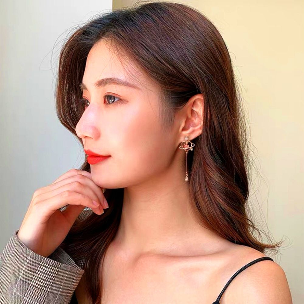 RED HEART THREADER EARRINGS (PAIR) - Concordia Style Boutique