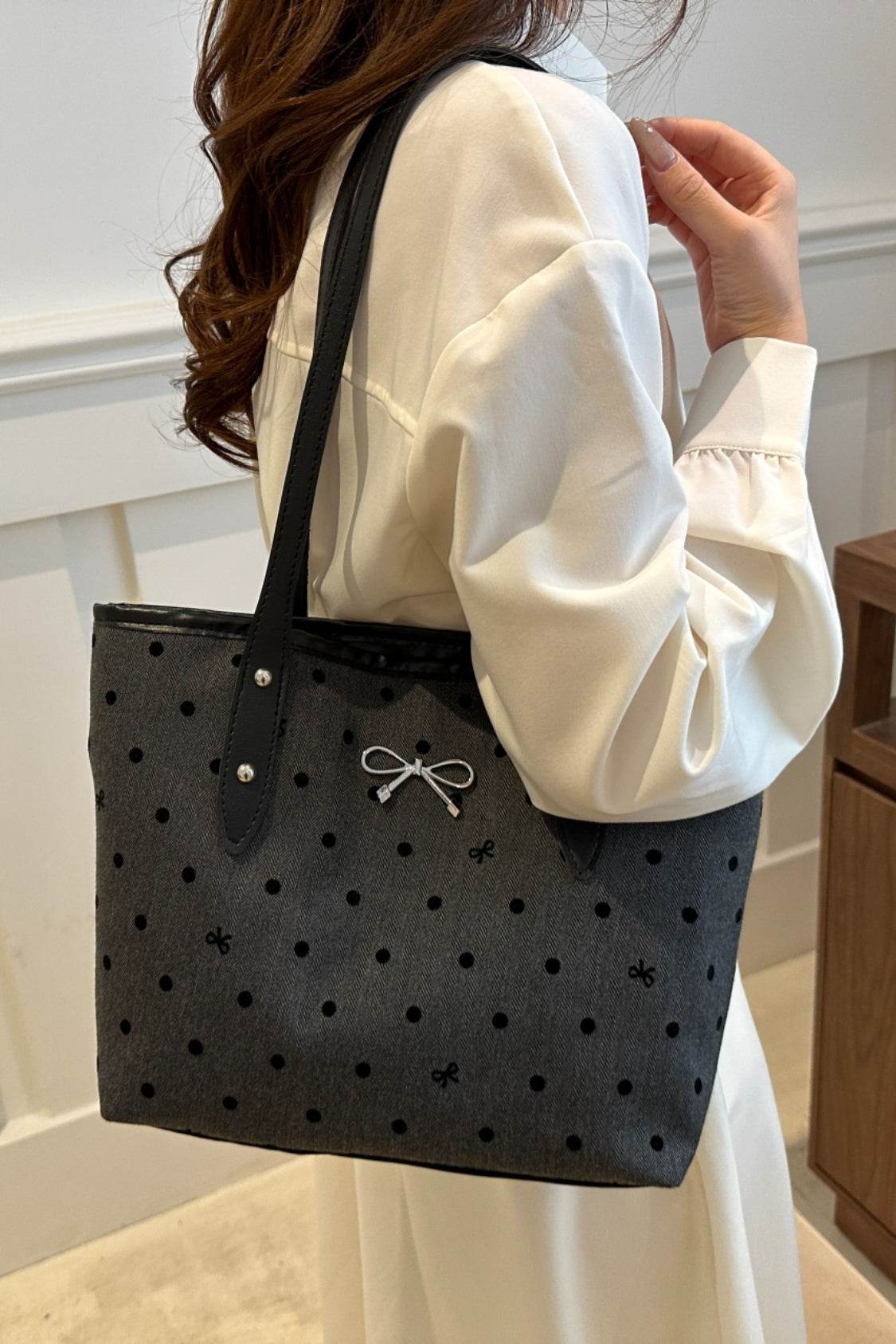 Bow Trim Polyester Tote Bag - Concordia Style Boutique