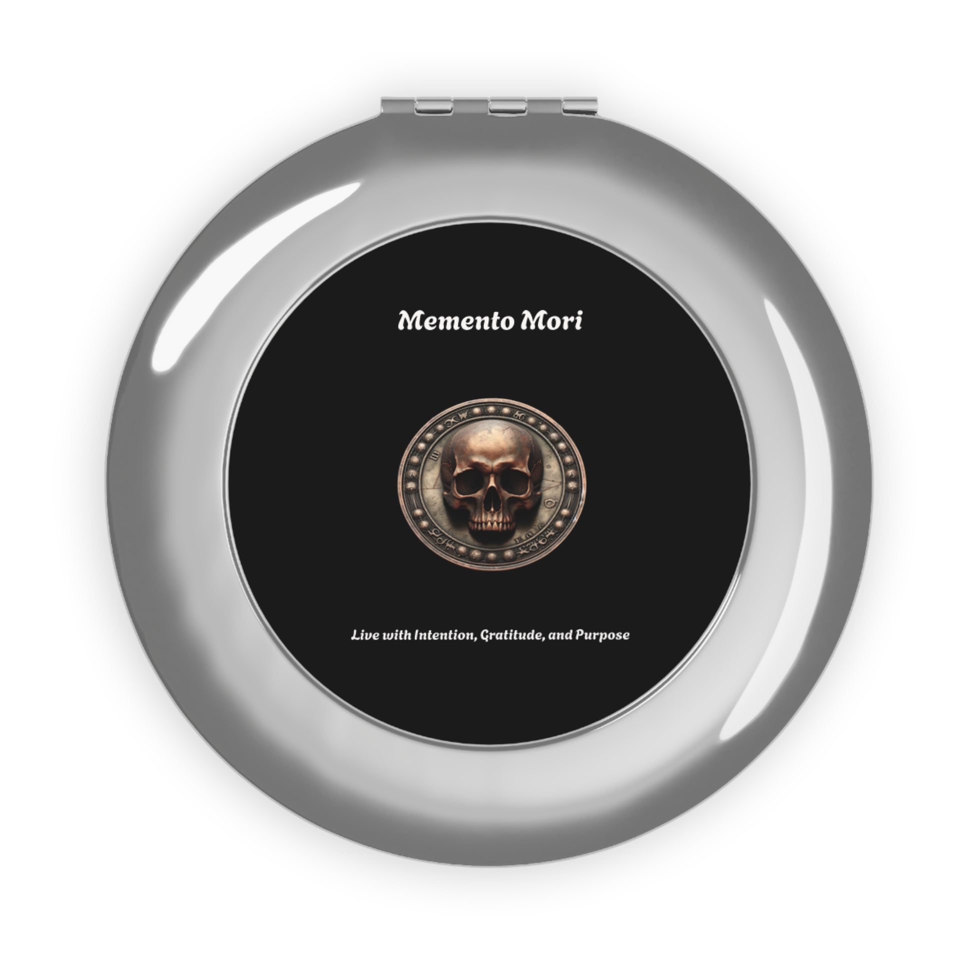 "Memento Mori" Compact Travel Mirror - "Live with Intention, Gratitude, and Purpose" - Premium Compact Travel Mirror from Concordia Style Boutique - Just $21.42! Shop now at Concordia Style Boutique