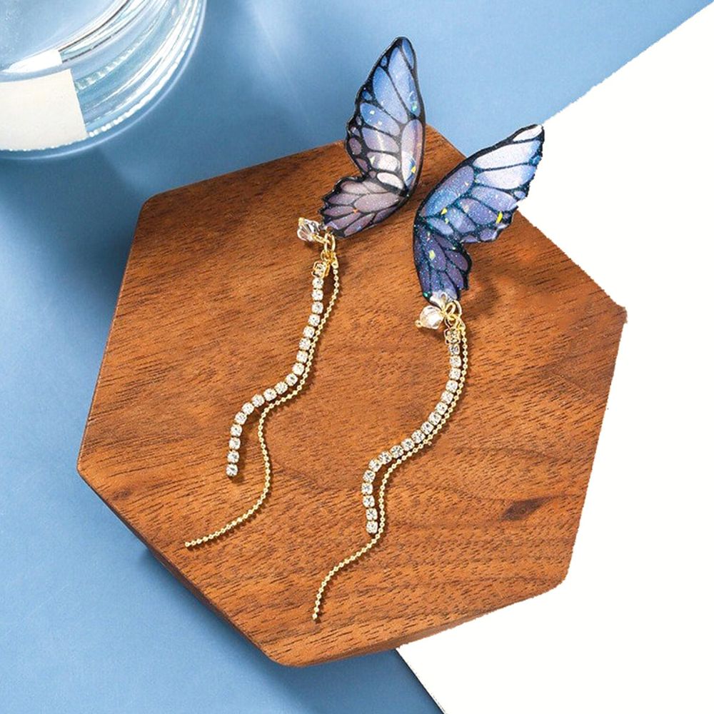 GLITTERY BUTTERFLY DROP EARRINGS (PAIR) - Concordia Style Boutique