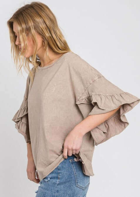 Tulip Sleeve Mineral Washed Tee Made in USA - Concordia Style Boutique