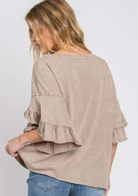 Tulip Sleeve Mineral Washed Tee Made in USA - Concordia Style Boutique