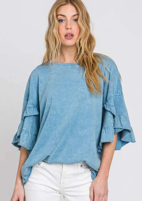 Tulip Sleeve Mineral Washed Tee Made in USA - Concordia Style Boutique