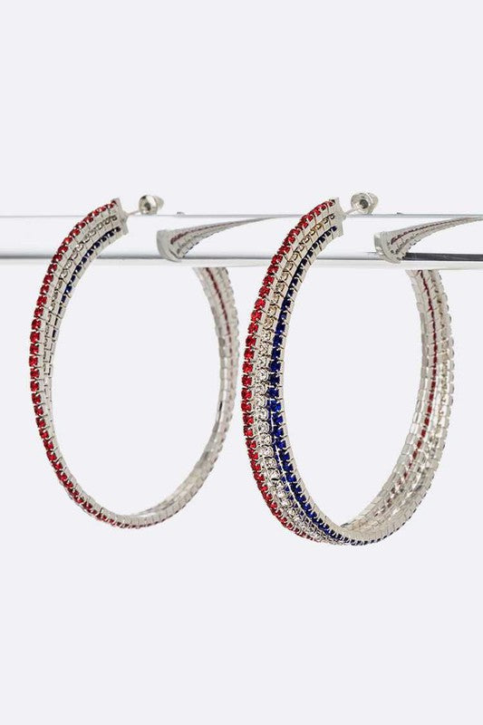 Americana Rhinestone Hoop Earrings