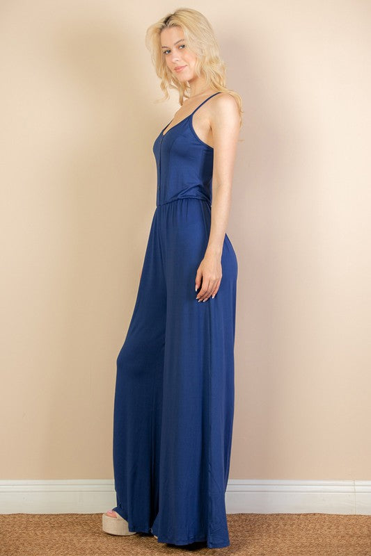 Button Front Wide Leg Jumpsuit - Concordia Style Boutique