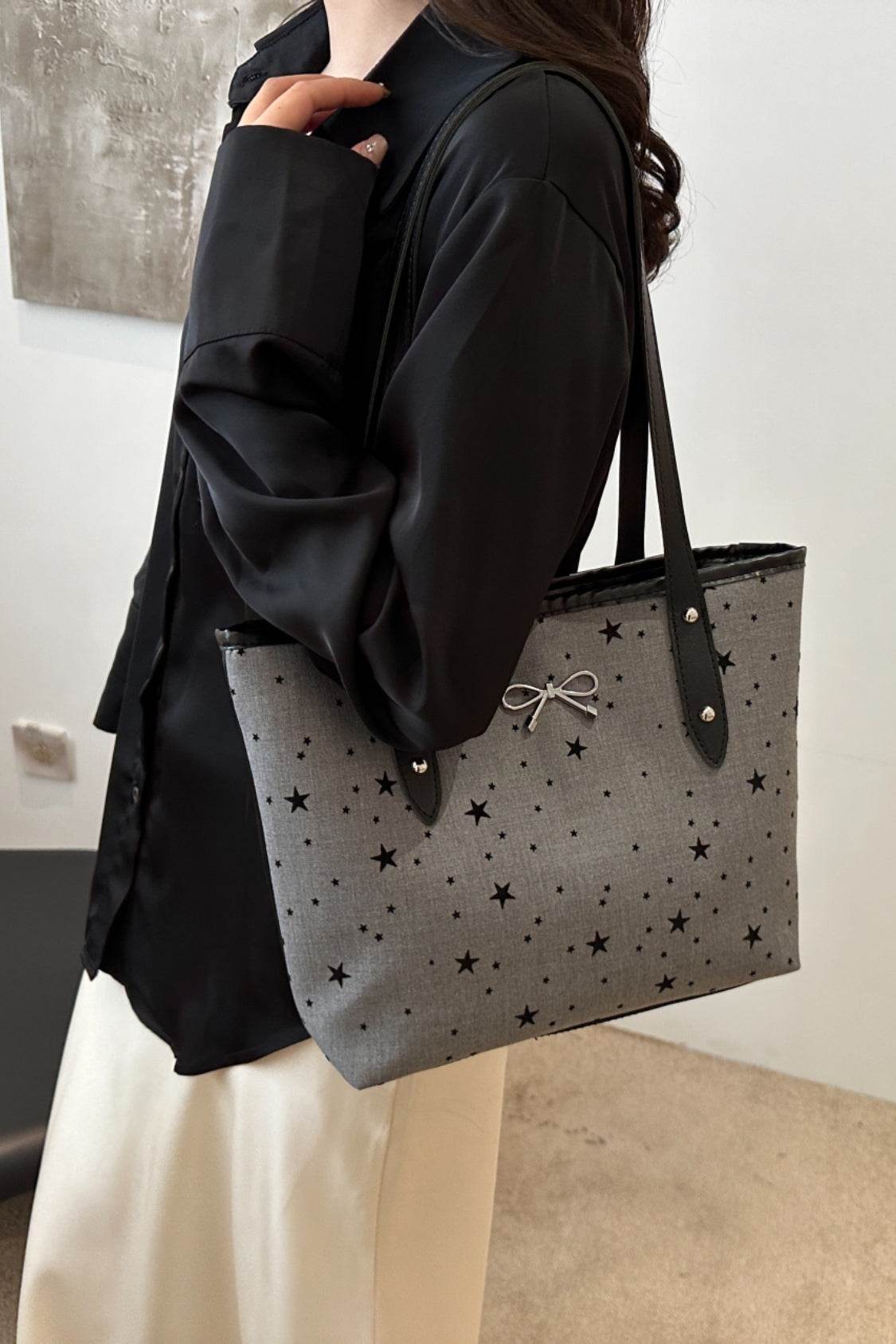 Bow Trim Polyester Tote Bag - Concordia Style Boutique