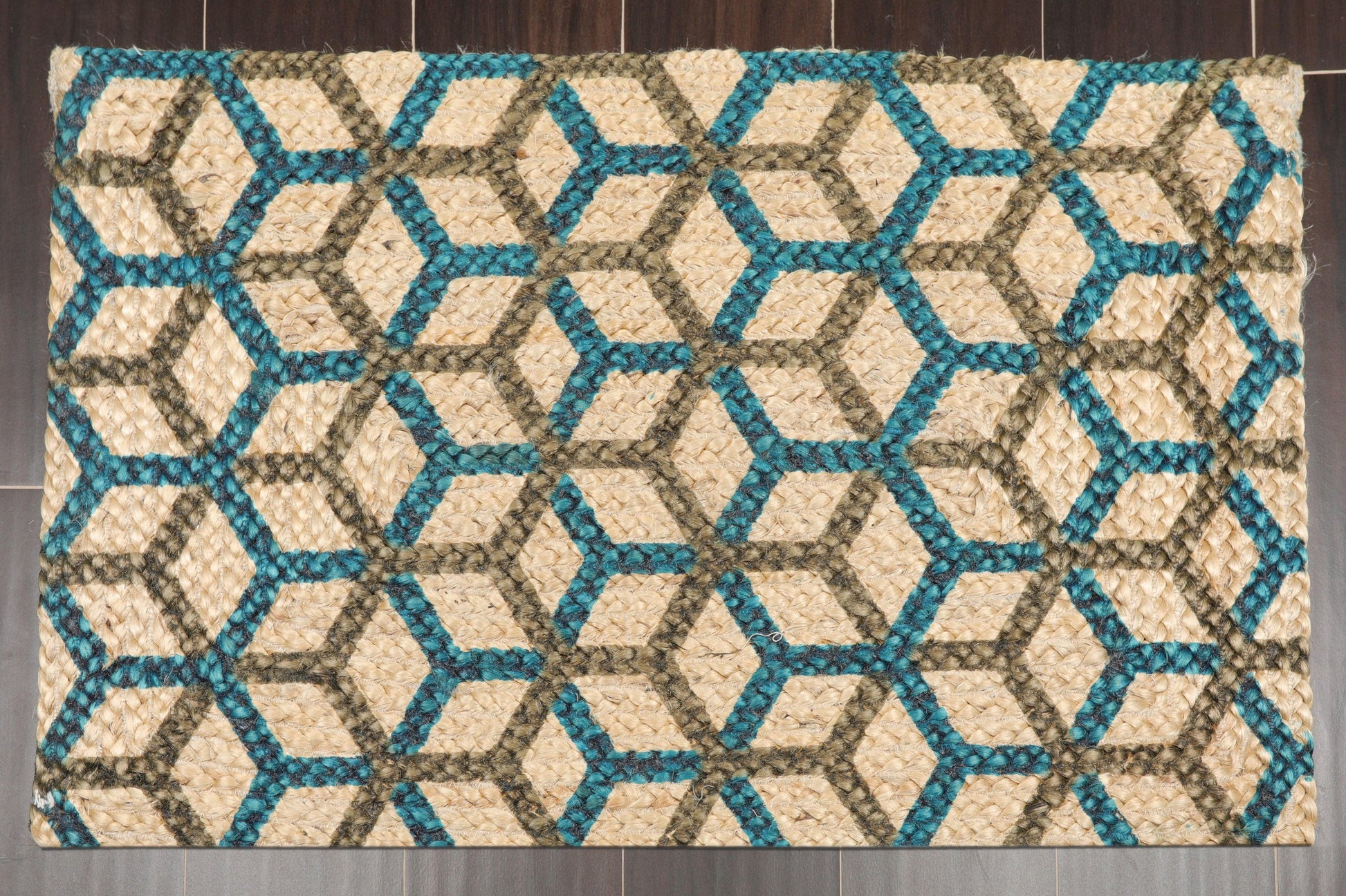 2'  00"x3'  00" Braided Mat  Oriental Area Persian Rug - Premium Braided Mat;Hand Made;2x3;Rectangle;Tan, Teal, Brown;Modern & Contemporary from Oriental Rug Of Houston - Just $20! Shop now at Concordia Style Boutique