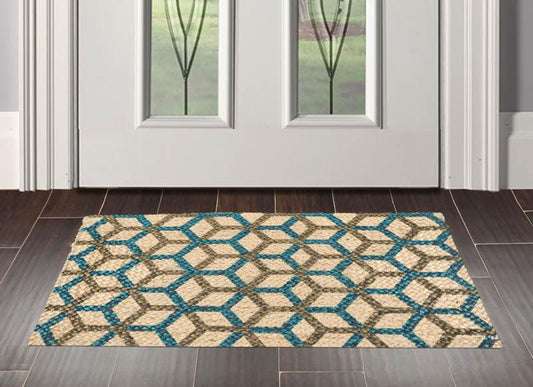 2'  00"x3'  00" Braided Mat  Oriental Area Persian Rug - Premium Braided Mat;Hand Made;2x3;Rectangle;Tan, Teal, Brown;Modern & Contemporary from Oriental Rug Of Houston - Just $20! Shop now at Concordia Style Boutique