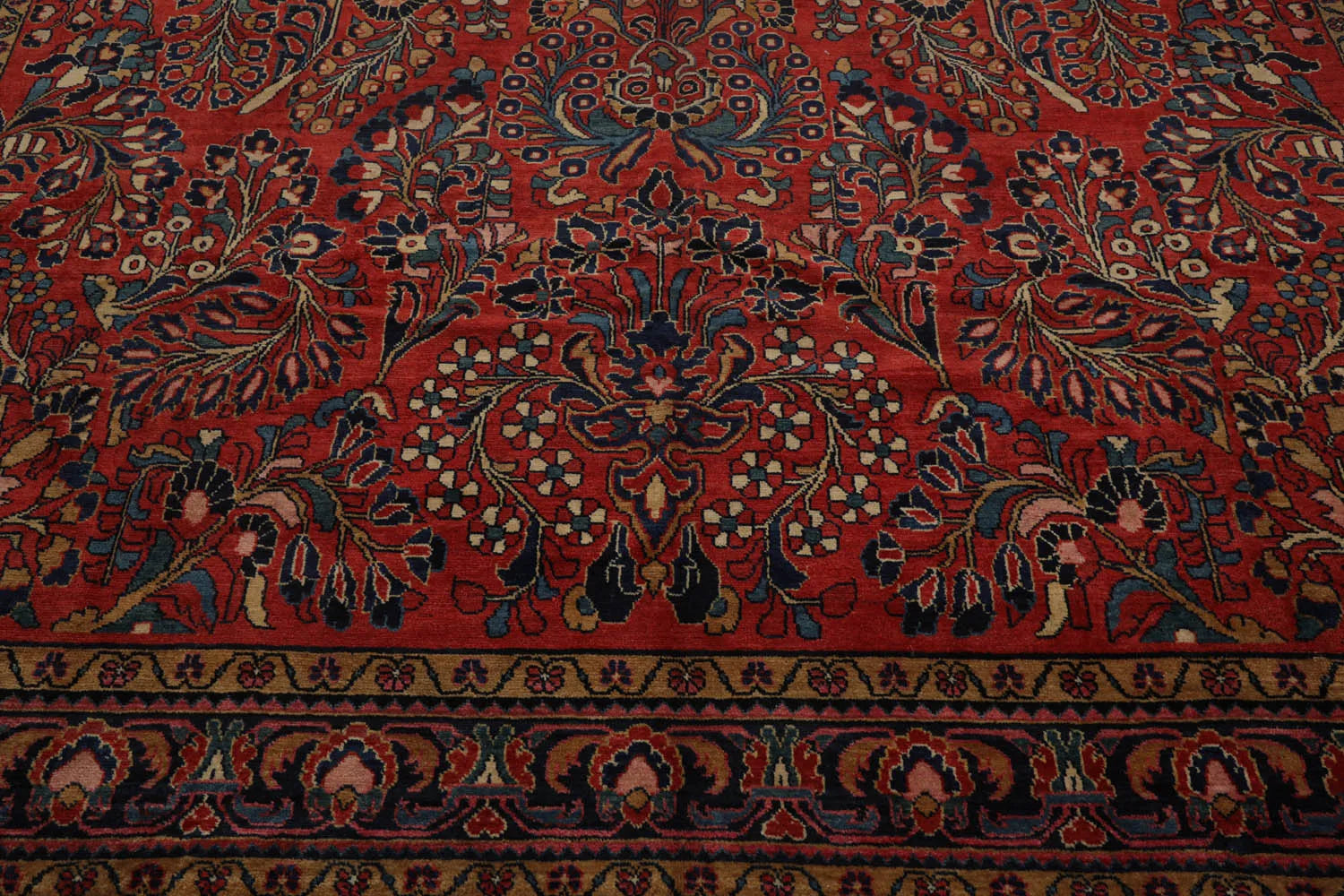 10'4''x16'3'' Burnt Orange, Navy Palace Hand Knotted 100% Wool Vintage Palace Lilihan Traditional Oriental Area Rug - Concordia Style Boutique