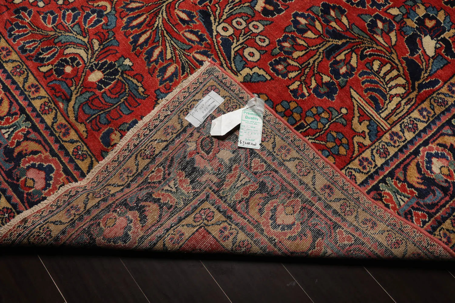 10'4''x16'3'' Burnt Orange, Navy Palace Hand Knotted 100% Wool Vintage Palace Lilihan Traditional Oriental Area Rug - Concordia Style Boutique