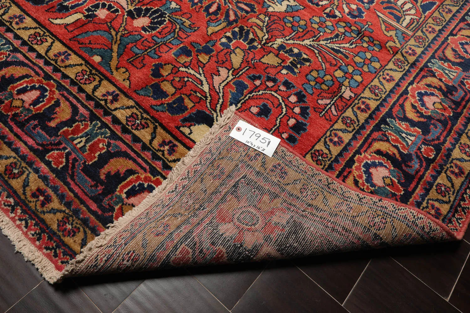 10'4''x16'3'' Burnt Orange, Navy Palace Hand Knotted 100% Wool Vintage Palace Lilihan Traditional Oriental Area Rug - Concordia Style Boutique