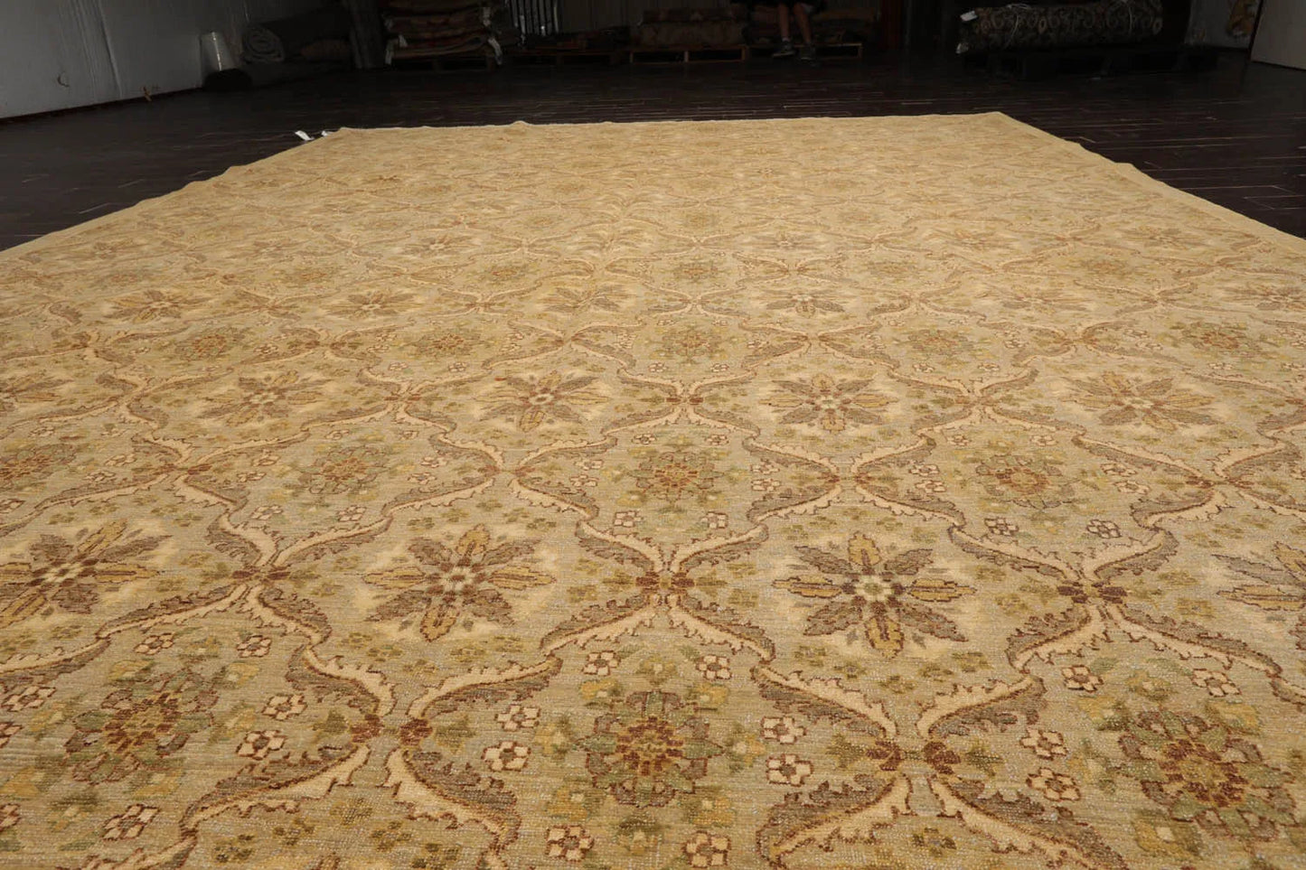 10x14 Tan Hand Knotted 100% Wool Peshawar Traditional Oriental Area Rug - Concordia Style Boutique