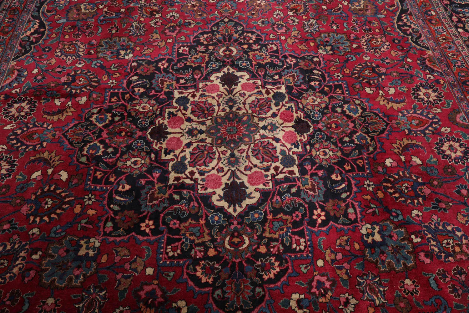10'9"x16'5" Palace Burgundy Hand Knotted 100% Wool Mashad Traditional 200 KPSI Oriental Area Rug - Premium Persian;Hand Knotted;Palace;Rectangle;Burgundy, Plum, Navy;Traditional;Premium_Rug from Oriental Rug Of Houston - Just $9999! Shop now at Concordia Style Boutique