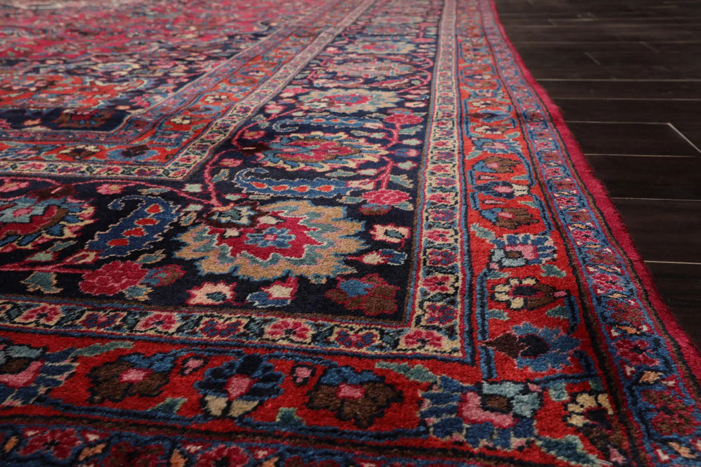 10'9"x16'5" Palace Burgundy Hand Knotted 100% Wool Mashad Traditional 200 KPSI Oriental Area Rug - Premium Persian;Hand Knotted;Palace;Rectangle;Burgundy, Plum, Navy;Traditional;Premium_Rug from Oriental Rug Of Houston - Just $9999! Shop now at Concordia Style Boutique