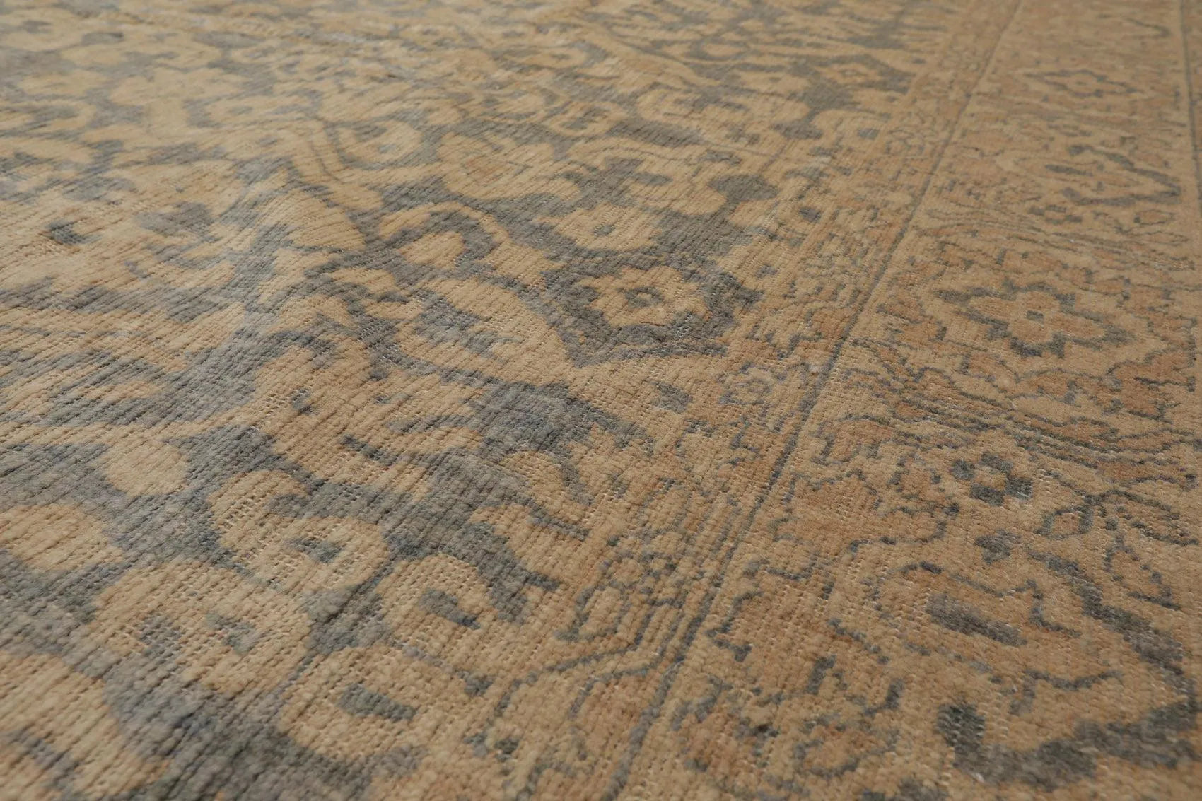10' x 14' Hand Knotted Wool Antique Reproduction Erased Pattern Area Rug Beige - Concordia Style Boutique