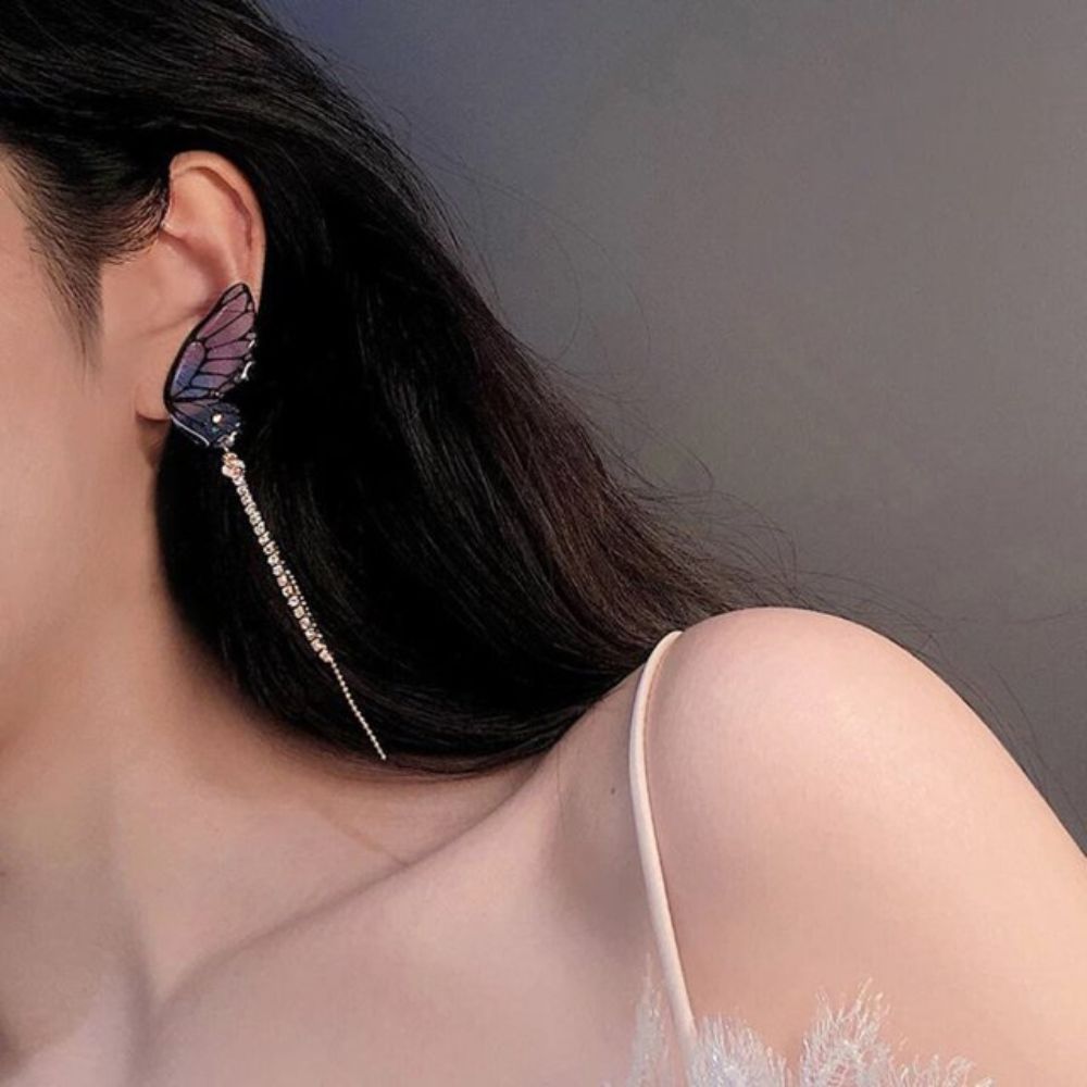GLITTERY BUTTERFLY DROP EARRINGS (PAIR) - Concordia Style Boutique