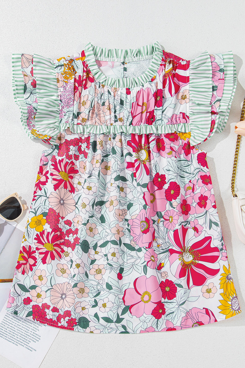 Anne Floral Ruffle Trim Short Sleeve Blouse - Concordia Style Boutique