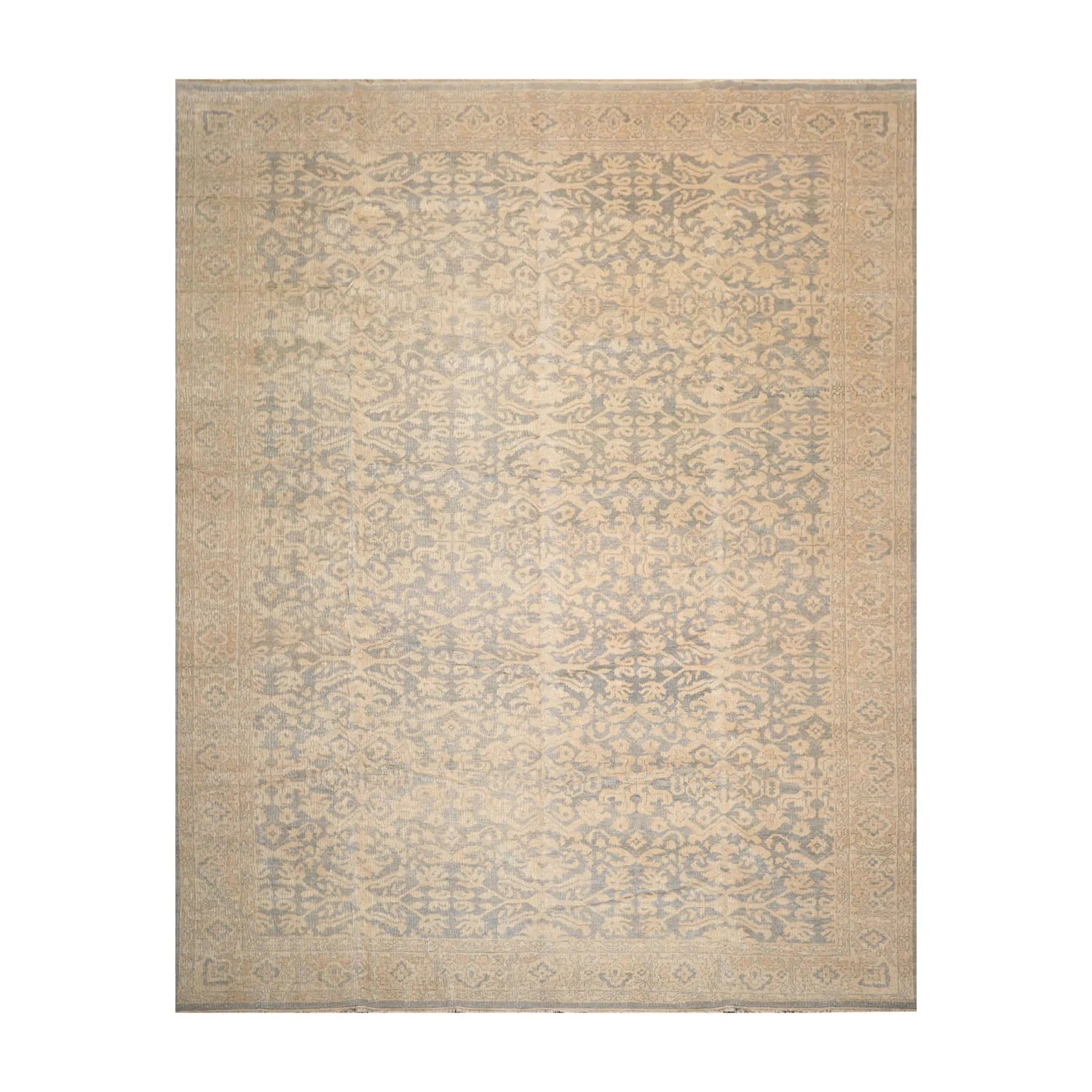 10' x 14' Hand Knotted Wool Antique Reproduction Erased Pattern Area Rug Beige - Concordia Style Boutique