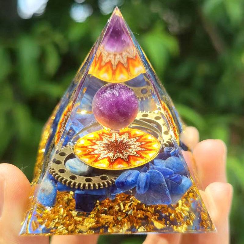 Crystal Ball Pyramid - 5.6.10 cm - Crystal Gravel Gel Drop Resin - Handmade - Concordia Style Boutique