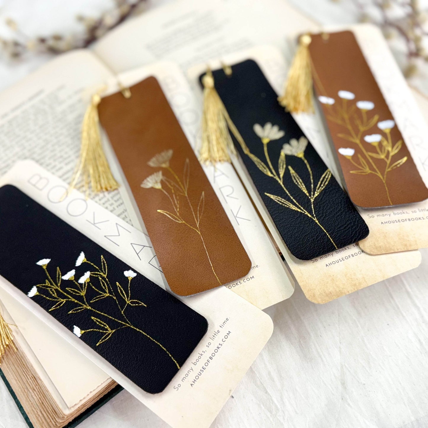 Leather Tassel Bookmarks-Floral - Concordia Style Boutique