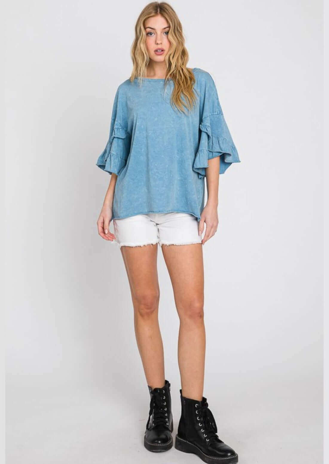 Tulip Sleeve Mineral Washed Tee Made in USA - Concordia Style Boutique