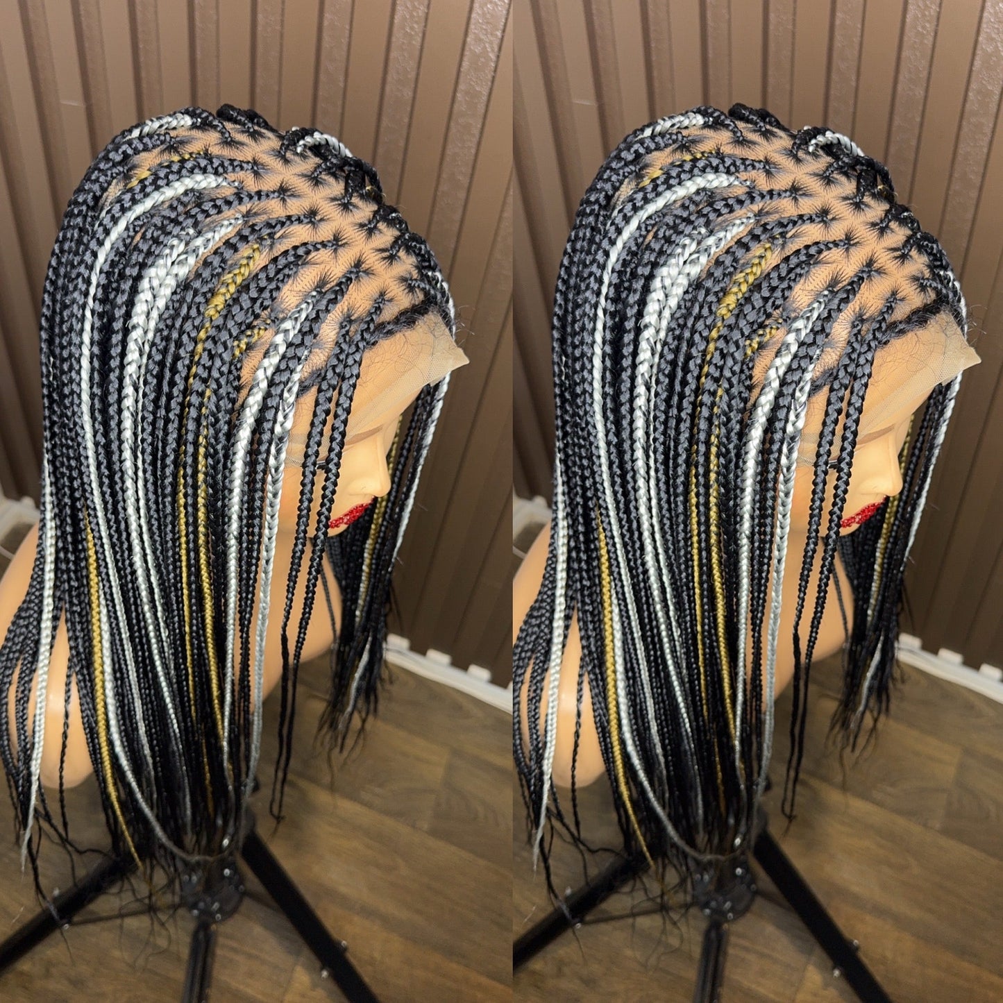 22 inches highlights knotless braided wig