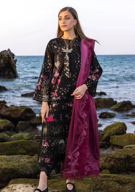 Crimson - D4 B Midnight Black  03 Piece Lawn