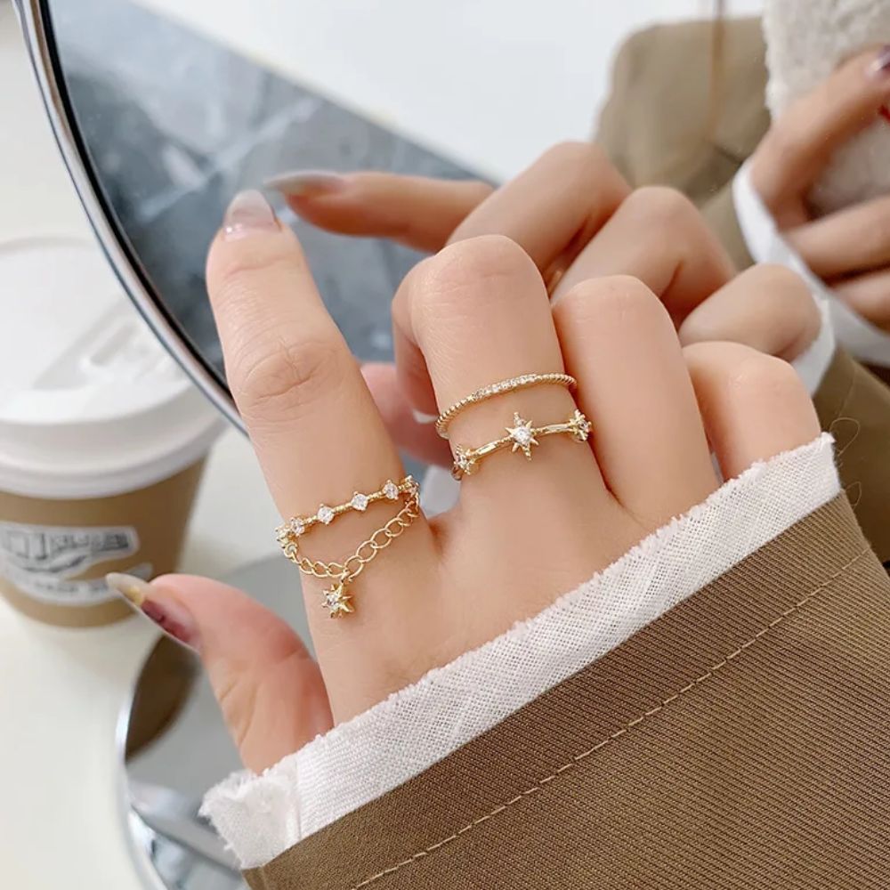 GOLD STAR RINGS SET (ADJUSTABLE) - Concordia Style Boutique