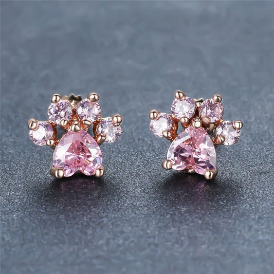 CRYSTAL CAT PAW EARRINGS (PAIR) - Concordia Style Boutique