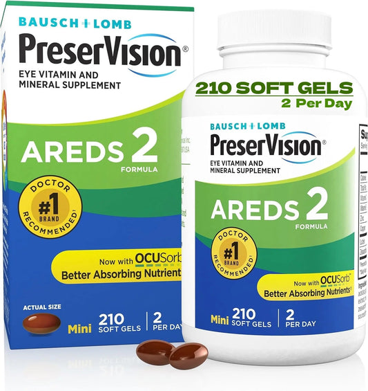 PreserVision AREDS 2 Eye Vitamin & 210 Softgels - Doctors Recommended - Clearance Sale