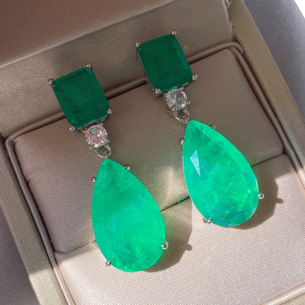 CRYSTAL EMERALD EARRINGS (PAIR) - Concordia Style Boutique