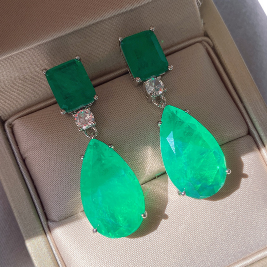 CRYSTAL EMERALD EARRINGS (PAIR) - Concordia Style Boutique