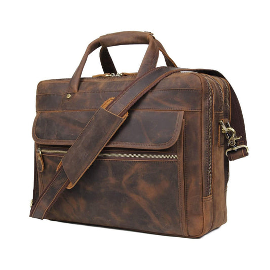Crazy Horse Leather Briefcase - Concordia Style Boutique