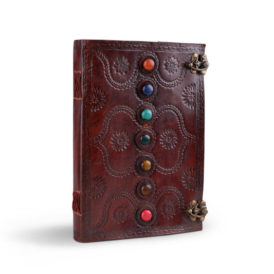 Dark Brown 7 Stones Leather Diary - Concordia Style Boutique