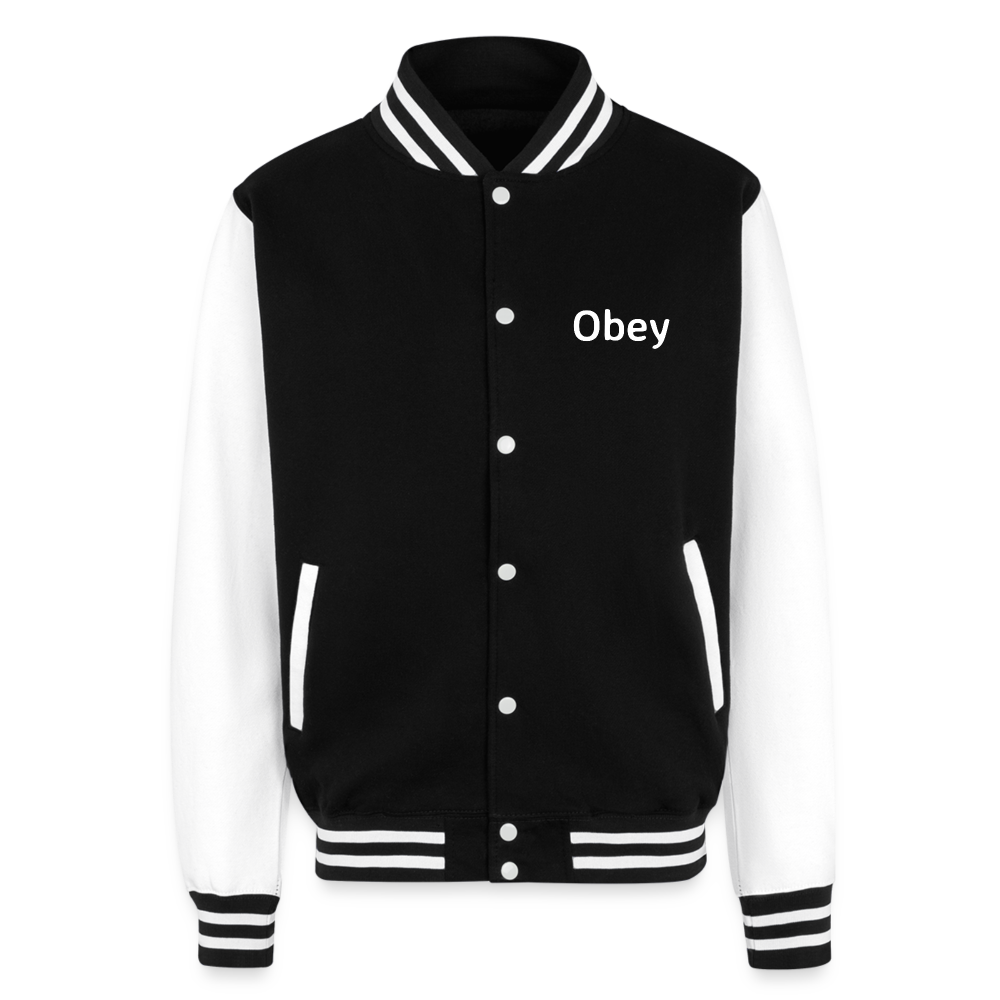 Just Hoods Heavyweight Letterman Jacket - "Obey" - Premium Letterman Jacket from Concordia Style Boutique - Just $89.41! Shop now at Concordia Style Boutique