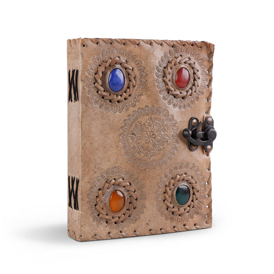 Handcrafted Vintage 4 Stone Leather Diary - Concordia Style Boutique