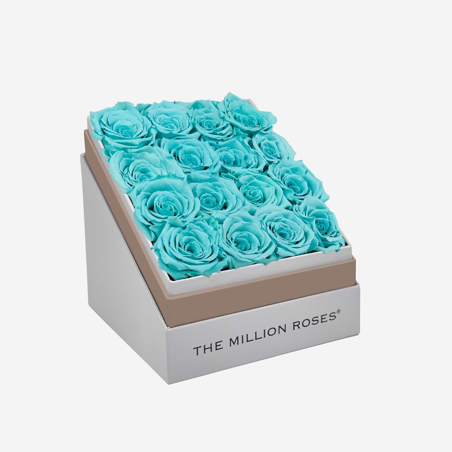 Square White Box | Turquoise Blue Roses