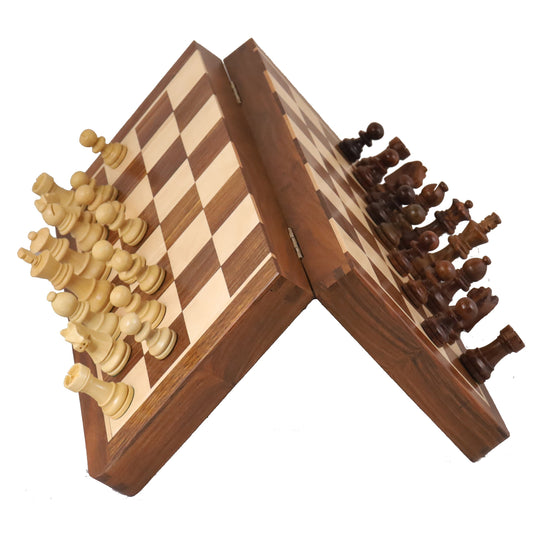 14" Large Golden Rosewood & Maple Wooden Inlaid Magnetic Chess Set Board for Travel - Premium Travel Chess Set from Royal Chess Mall - Just $119.95! Shop now at Concordia Style Boutique