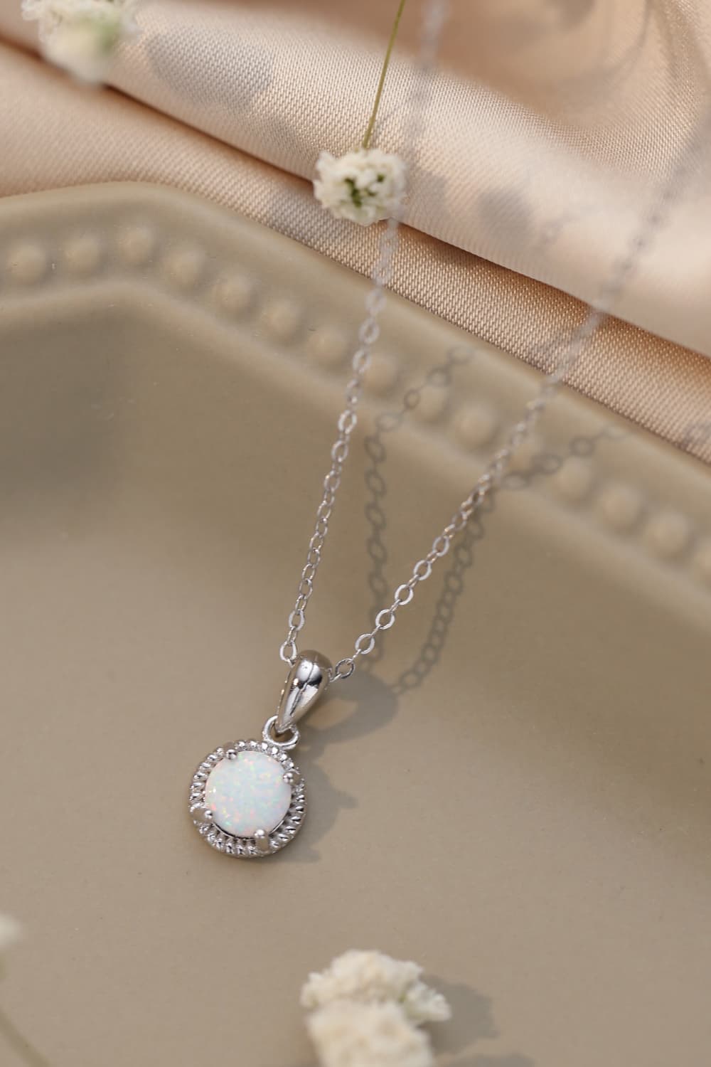 Opal Round Pendant Chain Necklace - Concordia Style Boutique
