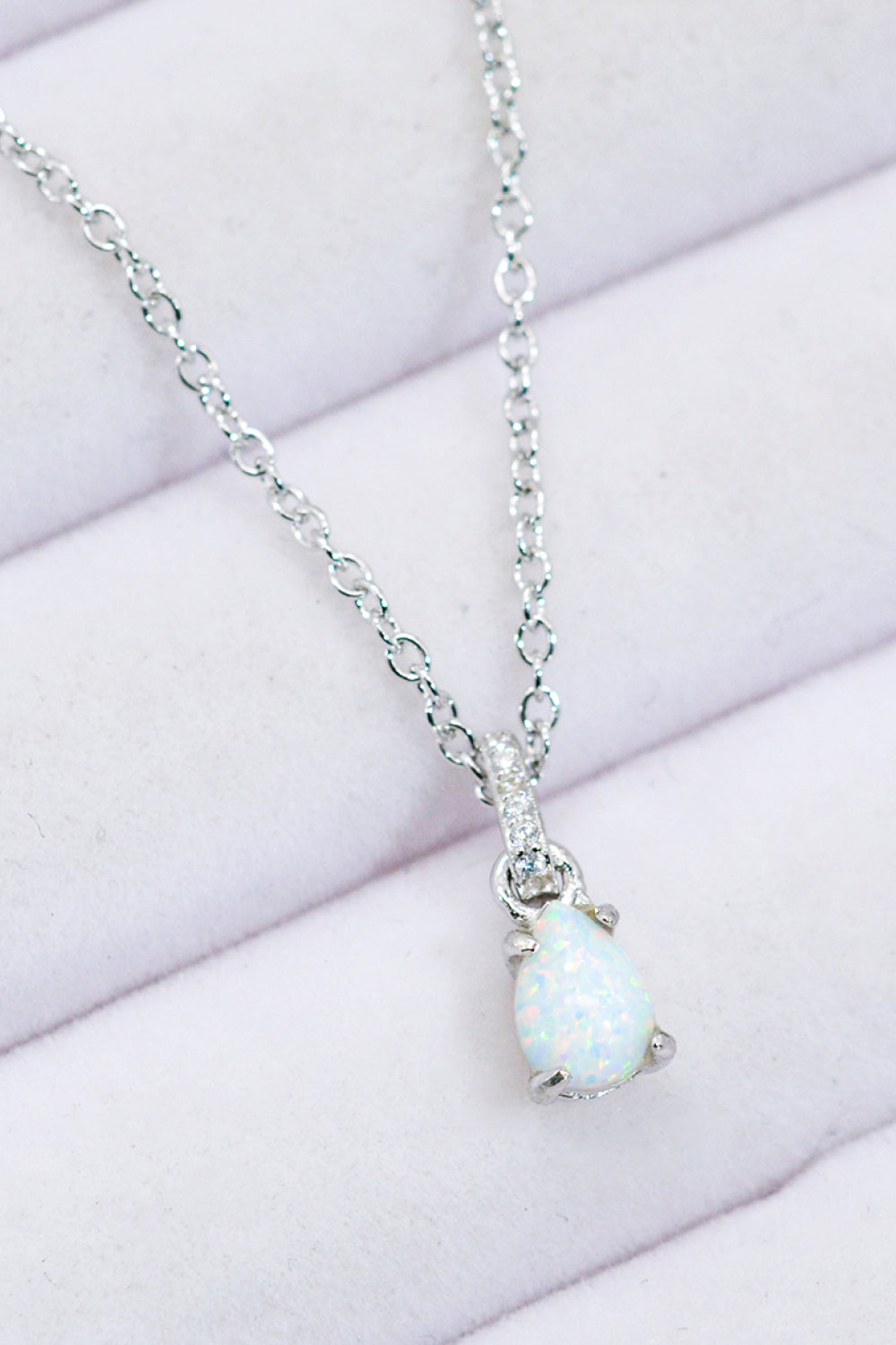 Opal Pendant 925 Sterling Silver Chain-Link Necklace - Concordia Style Boutique