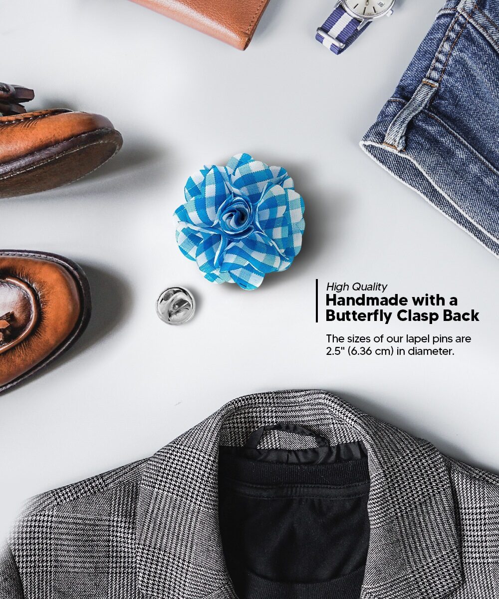 Vittorio Vico Unisex Metallic Silver Accent Plaid Flower Lapel Pin - Concordia Style Boutique