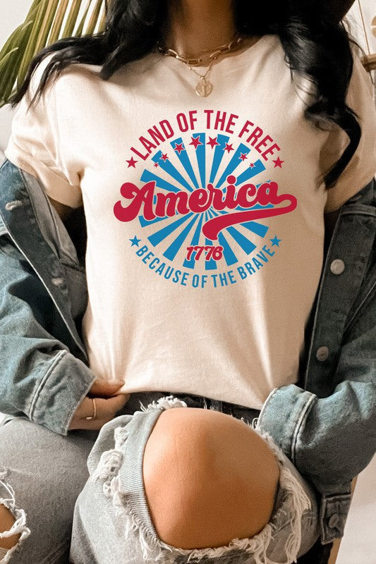 America Land Of The Free Of The Brave Graphic Tee - Concordia Style Boutique