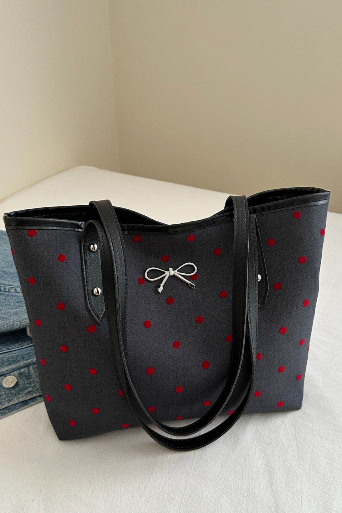 Bow Trim Polyester Tote Bag - Concordia Style Boutique