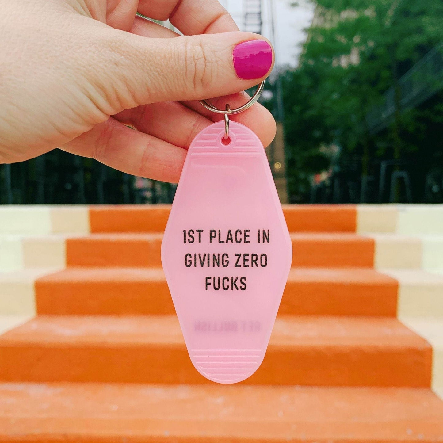 1st Place in Giving Zero Fucks Keychain in Blush Pink - Concordia Style Boutique