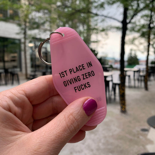 1st Place in Giving Zero Fucks Keychain in Blush Pink - Concordia Style Boutique